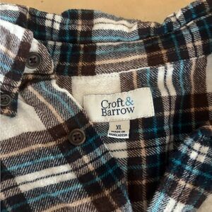 Croft & Barrow Brown and Blue Plaid Shirt